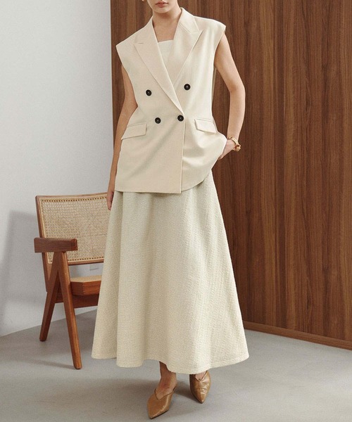 ELFRANK(エルフランク)の「【2026AW】【M~Lサイズ展開】ダブルブレストテーラードベスト ジレ(ベスト・レディース・アイボリー/ブラック/ベージュ・L/M)」の11枚目の写真