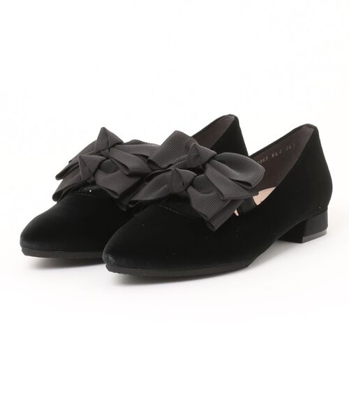Bridget Birkin（ブリジットバーキン）の「【Bridget Birkin】グログランダブルリボンフラットパンプス(561063)（パンプス・レディース・ブラック/ブラック系その他・22.5/23/23.5/24/24.5）」の2枚目の写真