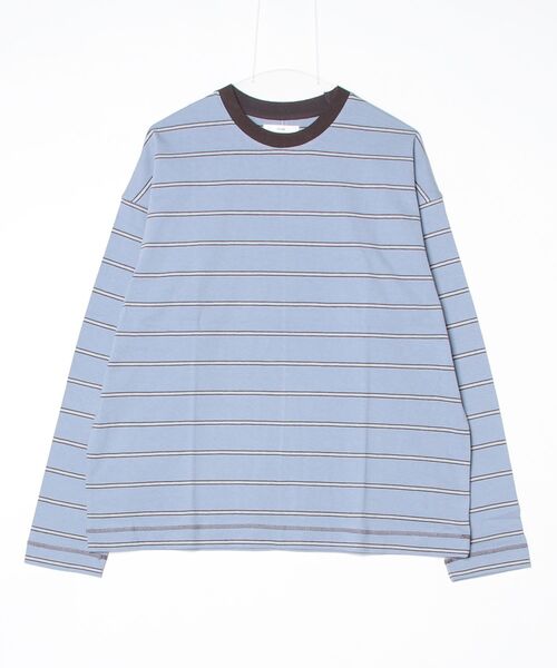 anuke（アンヌーク）の「Border Loose Long T-shirts 62620620（Tシャツ/カットソー・レディース・チャコールグレー/ブラウン/ライトブルー・FREE）」の3枚目の写真