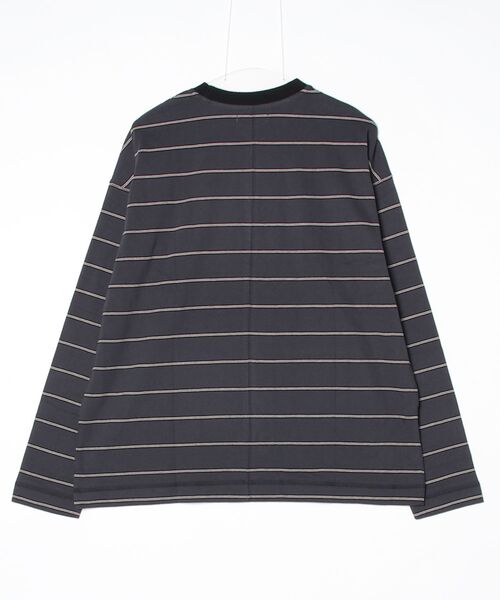 anuke（アンヌーク）の「Border Loose Long T-shirts 62620620（Tシャツ/カットソー・レディース・チャコールグレー/ブラウン/ライトブルー・FREE）」の4枚目の写真
