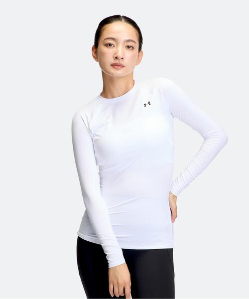 UNDER ARMOUR(アンダーアーマー)の「UAヒートギアアーマー コンプレッション ロングスリーブ シャツ (トレーニング/レディース)(Tシャツ/カットソー・レディース・ホワイト・S/XL/M/L)」の1枚目の写真