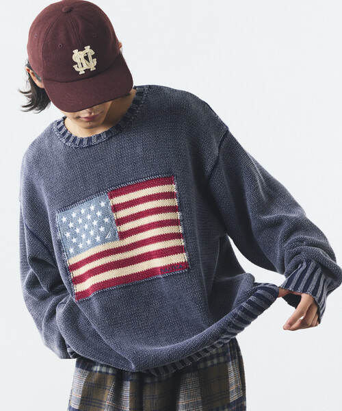 NAUTICA(ノーティカ)の「NAUTICA/ノーティカ リラックスフィット フラッグデザイン クルーネックニット(ニット/セーター・メンズ・オフホワイト/ネイビー・X-LARGE/LARGE/MEDIUM)」の1枚目の写真