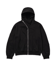 LXT（エルエックスティー）の「アシンメトリック ハイネック セミクロップド フード ジップアップ [ブラック]（パーカー）」