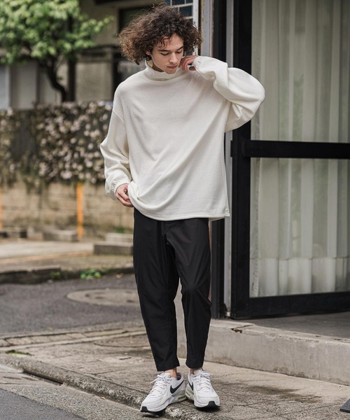 CAMBIO(カンビオ)の「mlt5884-Honeycomb Knit Loose High Neck Pullover ルーズネックトップス(A78726cmb)(Tシャツ/カットソー・メンズ・ホワイト/ブラック/チャコール・L/M/S)」の8枚目の写真