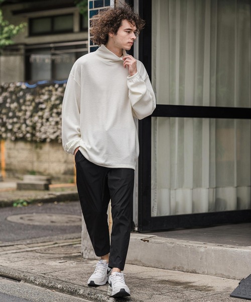 CAMBIO(カンビオ)の「mlt5884-Honeycomb Knit Loose High Neck Pullover ルーズネックトップス(A78726cmb)(Tシャツ/カットソー・メンズ・ホワイト/ブラック/チャコール・L/M/S)」の9枚目の写真