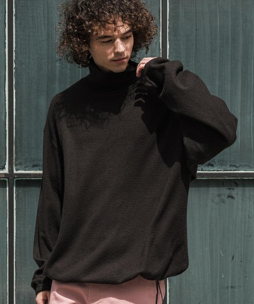 CAMBIO(カンビオ)の「mlt5884-Honeycomb Knit Loose High Neck Pullover ルーズネックトップス(A78726cmb)(Tシャツ/カットソー・メンズ・ホワイト/ブラック/チャコール・L/M/S)」の10枚目の写真