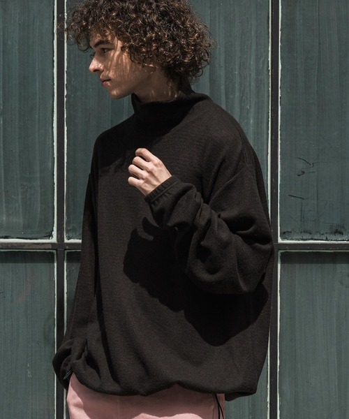 CAMBIO(カンビオ)の「mlt5884-Honeycomb Knit Loose High Neck Pullover ルーズネックトップス(A78726cmb)(Tシャツ/カットソー・メンズ・ホワイト/ブラック/チャコール・L/M/S)」の12枚目の写真