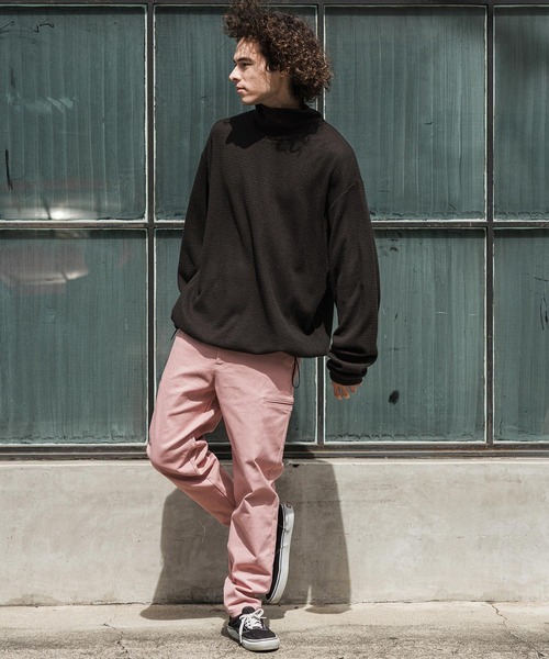 CAMBIO(カンビオ)の「mlt5884-Honeycomb Knit Loose High Neck Pullover ルーズネックトップス(A78726cmb)(Tシャツ/カットソー・メンズ・ホワイト/ブラック/チャコール・L/M/S)」の15枚目の写真