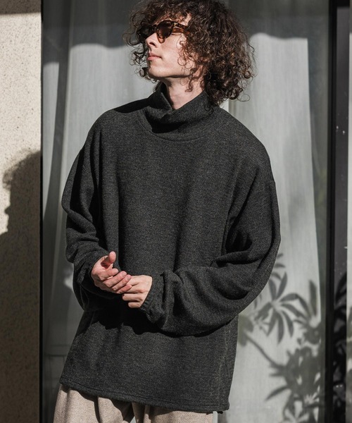 CAMBIO(カンビオ)の「mlt5884-Honeycomb Knit Loose High Neck Pullover ルーズネックトップス(A78726cmb)(Tシャツ/カットソー・メンズ・ホワイト/ブラック/チャコール・L/M/S)」の17枚目の写真