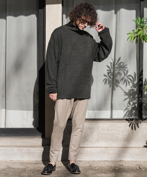 CAMBIO(カンビオ)の「mlt5884-Honeycomb Knit Loose High Neck Pullover ルーズネックトップス(A78726cmb)(Tシャツ/カットソー・メンズ・ホワイト/ブラック/チャコール・L/M/S)」の21枚目の写真