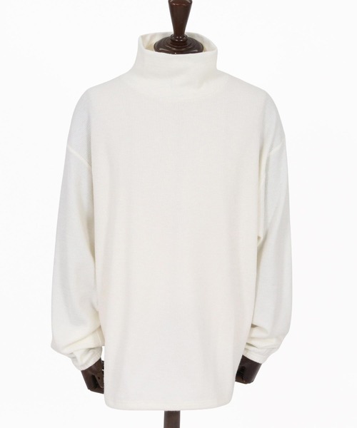 CAMBIO(カンビオ)の「mlt5884-Honeycomb Knit Loose High Neck Pullover ルーズネックトップス(A78726cmb)(Tシャツ/カットソー・メンズ・ホワイト/ブラック/チャコール・L/M/S)」の22枚目の写真
