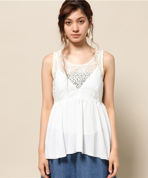 goocy（グーシー）の「setボリュームキャミ（シャツ/ブラウス・レディース・ホワイト/ピンク・FREE）」の6枚目の写真