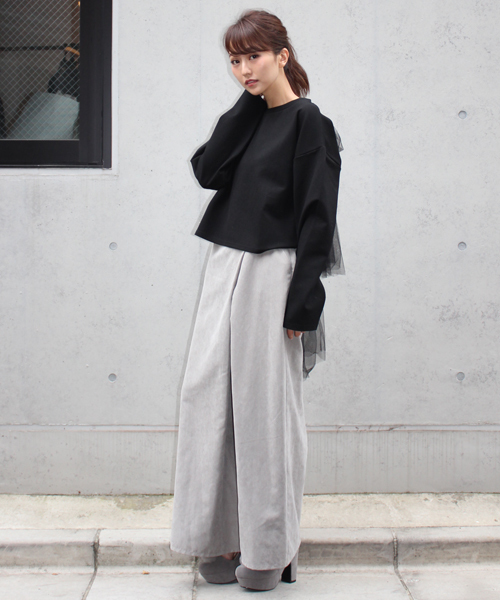 MICOAMERI(ミコアメリ)の「ルーズシルエットバックチュールtee(Tシャツ/カットソー・レディース・グレー/ブラック/ホワイト・FREE)」の6枚目の写真