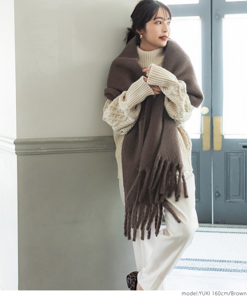 coca(coca)(コカ)の「ふわふわ起毛ロング丈マフラー(マフラー・レディース・グレー/ホワイト/ベージュ/ブラウン/アイボリー/グリーン/ブラック/グレー系その他/イエロー・ONE SIZE)」の19枚目の写真