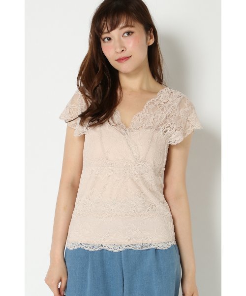 VENCEEXCHANGE（ヴァンスエクスチェンジ）の「WEB限定 フレンチスリーブレースタンクトップ（タンクトップ・レディース・ブラック/オフホワイト/ベビーピンク/ライトブルー・MEDIUM）」の4枚目の写真