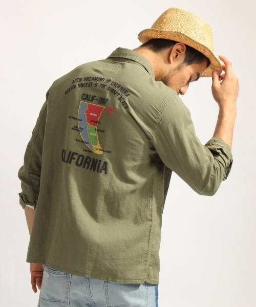 Bayflow ベイフロー の Bayflow コットンリネン加工ミリタリーシャツ シャツ ブラウス Wear