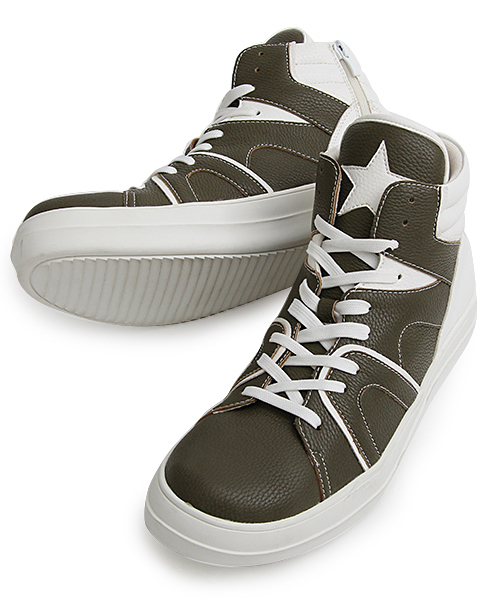 glabella(グラベラ)の「スターマークミッドカットスニーカー(スニーカー・メンズ・ホワイト/カーキ/ブラック・M/S/L)」の12枚目の写真