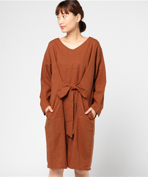 LBC | リネンレーヨンフロントリボンワンピース                  (ワンピース)
