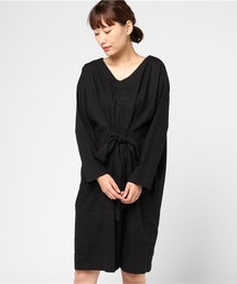 LBC | リネンレーヨンフロントリボンワンピース                  (ワンピース)