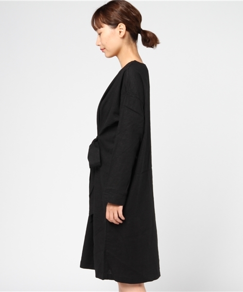 LBC（エルビーシー）の「リネンレーヨンフロントリボンワンピース                  （ワンピース・レディース・ブラック/ブルー/ブラウン・MEDIUM/LARGE）」の8枚目の写真