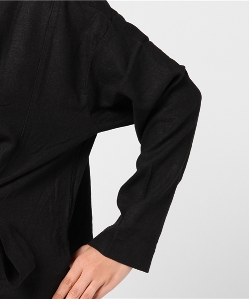 LBC（エルビーシー）の「リネンレーヨンフロントリボンワンピース                  （ワンピース・レディース・ブラック/ブルー/ブラウン・MEDIUM/LARGE）」の11枚目の写真