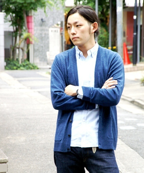 WEGO（ウィゴー）の「TOP杢Vカーディガン（カーディガン/ボレロ・メンズ・ターコイズブルー/ネイビー/キャメル/レッド系その他/ワイン/ブラック/杢グレー/マスタード・MEDIUM/LARGE）」の3枚目の写真