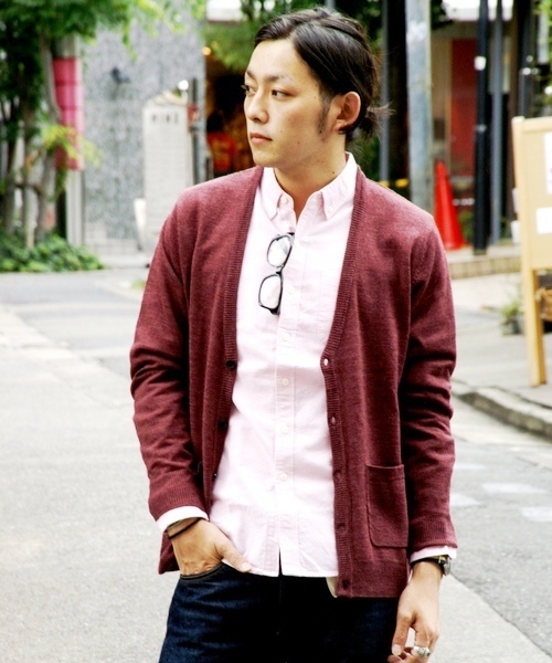 WEGO（ウィゴー）の「TOP杢Vカーディガン（カーディガン/ボレロ・メンズ・ターコイズブルー/ネイビー/キャメル/レッド系その他/ワイン/ブラック/杢グレー/マスタード・MEDIUM/LARGE）」の8枚目の写真