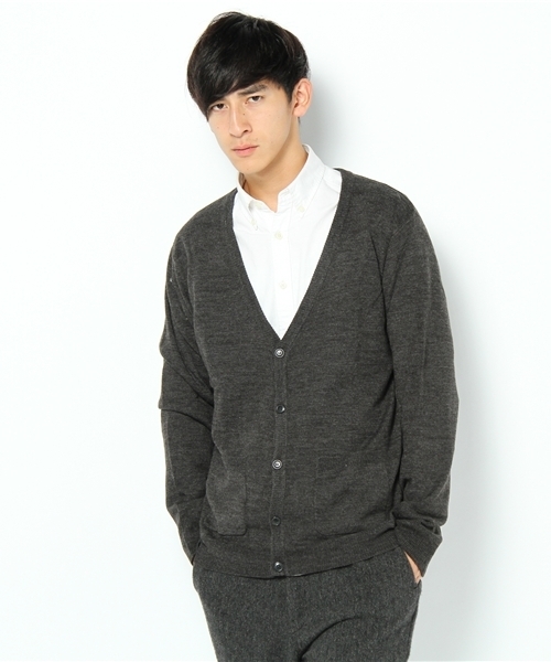 WEGO（ウィゴー）の「TOP杢Vカーディガン（カーディガン/ボレロ・メンズ・ターコイズブルー/ネイビー/キャメル/レッド系その他/ワイン/ブラック/杢グレー/マスタード・MEDIUM/LARGE）」の2枚目の写真