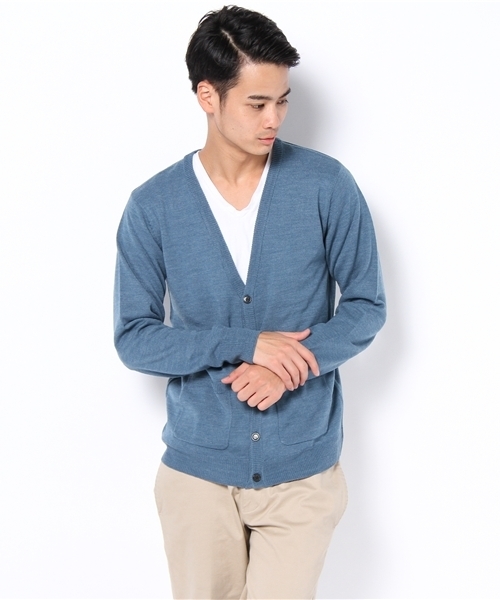 WEGO（ウィゴー）の「TOP杢Vカーディガン（カーディガン/ボレロ・メンズ・ターコイズブルー/ネイビー/キャメル/レッド系その他/ワイン/ブラック/杢グレー/マスタード・MEDIUM/LARGE）」の9枚目の写真