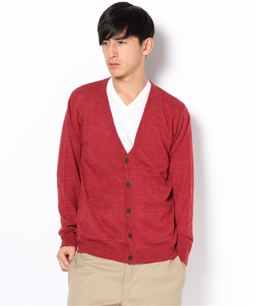 WEGO（ウィゴー）の「TOP杢Vカーディガン（カーディガン/ボレロ・メンズ・ターコイズブルー/ネイビー/キャメル/レッド系その他/ワイン/ブラック/杢グレー/マスタード・MEDIUM/LARGE）」の11枚目の写真