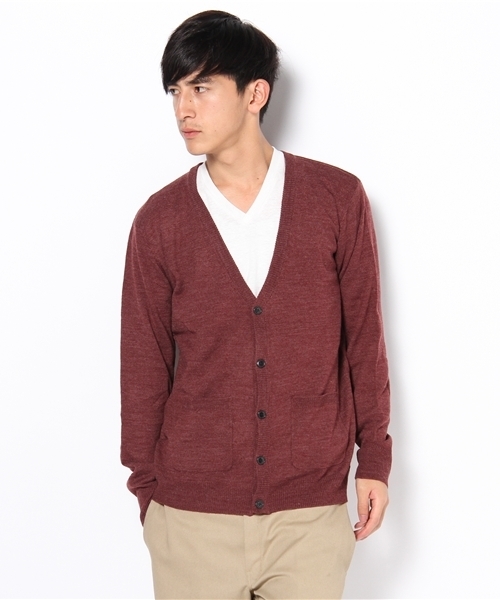 WEGO（ウィゴー）の「TOP杢Vカーディガン（カーディガン/ボレロ・メンズ・ターコイズブルー/ネイビー/キャメル/レッド系その他/ワイン/ブラック/杢グレー/マスタード・MEDIUM/LARGE）」の12枚目の写真