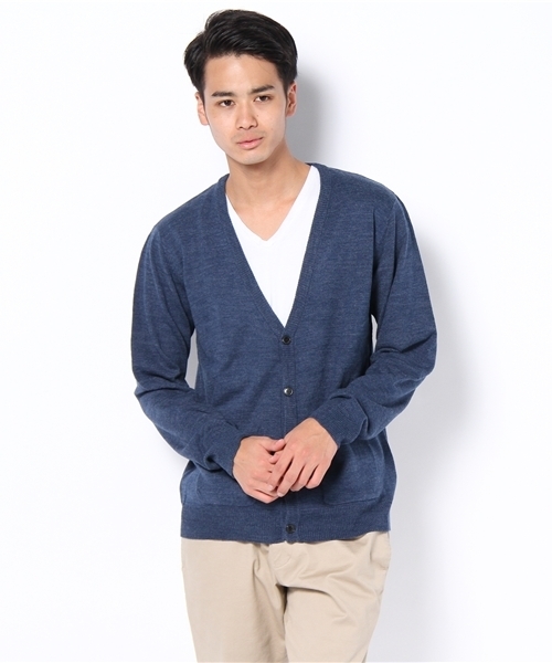 WEGO（ウィゴー）の「TOP杢Vカーディガン（カーディガン/ボレロ・メンズ・ターコイズブルー/ネイビー/キャメル/レッド系その他/ワイン/ブラック/杢グレー/マスタード・MEDIUM/LARGE）」の13枚目の写真