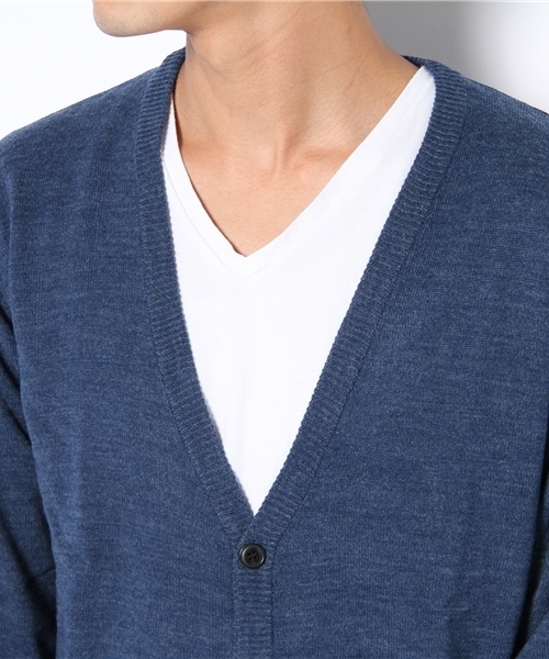 WEGO（ウィゴー）の「TOP杢Vカーディガン（カーディガン/ボレロ・メンズ・ターコイズブルー/ネイビー/キャメル/レッド系その他/ワイン/ブラック/杢グレー/マスタード・MEDIUM/LARGE）」の16枚目の写真