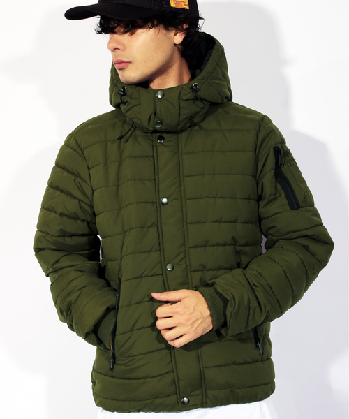 8(eight)(エイト)の「中綿 ジャケット ブルゾン フード付き (ダウンジャケット/コート・メンズ・ブラック/ベージュ/カーキ・MEDIUM/LARGE)」の3枚目の写真