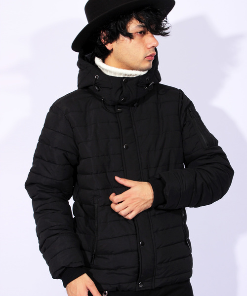 8(eight)(エイト)の「中綿 ジャケット ブルゾン フード付き (ダウンジャケット/コート・メンズ・ブラック/ベージュ/カーキ・MEDIUM/LARGE)」の2枚目の写真