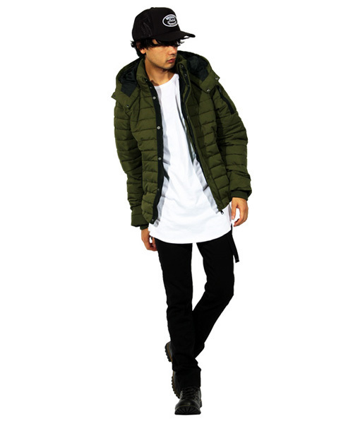 8(eight)(エイト)の「中綿 ジャケット ブルゾン フード付き (ダウンジャケット/コート・メンズ・ブラック/ベージュ/カーキ・MEDIUM/LARGE)」の6枚目の写真