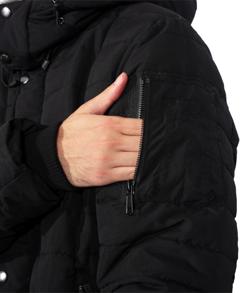 8(eight)(エイト)の「中綿 ジャケット ブルゾン フード付き (ダウンジャケット/コート・メンズ・ブラック/ベージュ/カーキ・MEDIUM/LARGE)」の12枚目の写真