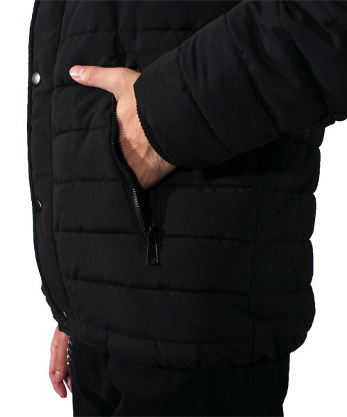 8(eight)(エイト)の「中綿 ジャケット ブルゾン フード付き (ダウンジャケット/コート・メンズ・ブラック/ベージュ/カーキ・MEDIUM/LARGE)」の13枚目の写真