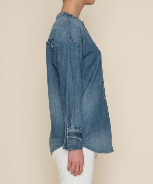 Moname（モナーム）の「Moname デニム 3ウェイシャツ Denim 3-Way SHIRTS(デニムシャツ)/41181262（シャツ/ブラウス・レディース・ライトブルー/インディゴブルー・M/S）」の17枚目の写真