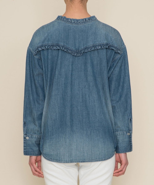 Moname（モナーム）の「Moname デニム 3ウェイシャツ Denim 3-Way SHIRTS(デニムシャツ)/41181262（シャツ/ブラウス・レディース・ライトブルー/インディゴブルー・M/S）」の16枚目の写真