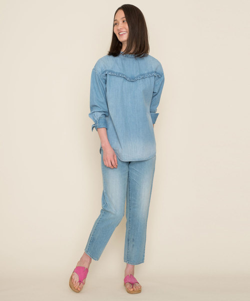 Moname（モナーム）の「Moname デニム 3ウェイシャツ Denim 3-Way SHIRTS(デニムシャツ)/41181262（シャツ/ブラウス・レディース・ライトブルー/インディゴブルー・M/S）」の8枚目の写真