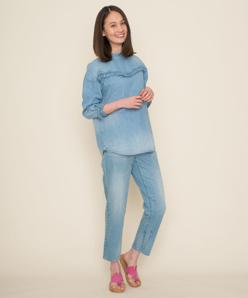 Moname（モナーム）の「Moname デニム 3ウェイシャツ Denim 3-Way SHIRTS(デニムシャツ)/41181262（シャツ/ブラウス・レディース・ライトブルー/インディゴブルー・M/S）」の7枚目の写真