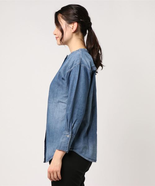 Moname（モナーム）の「Moname デニム 3ウェイシャツ Denim 3-Way SHIRTS(デニムシャツ)/41181262（シャツ/ブラウス・レディース・ライトブルー/インディゴブルー・M/S）」の5枚目の写真