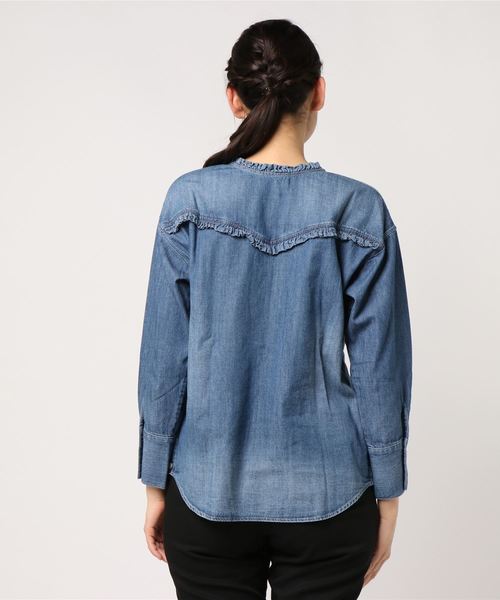 Moname（モナーム）の「Moname デニム 3ウェイシャツ Denim 3-Way SHIRTS(デニムシャツ)/41181262（シャツ/ブラウス・レディース・ライトブルー/インディゴブルー・M/S）」の3枚目の写真