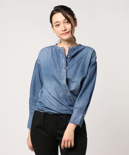 Moname（モナーム）の「Moname デニム 3ウェイシャツ Denim 3-Way SHIRTS(デニムシャツ)/41181262（シャツ/ブラウス・レディース・ライトブルー/インディゴブルー・M/S）」の6枚目の写真