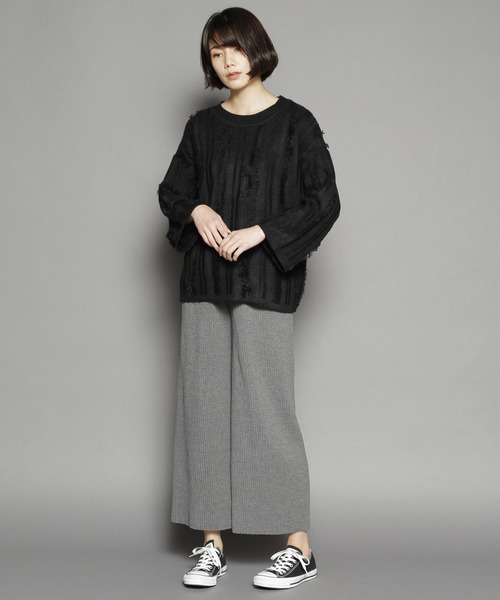 SY3（エスワイスリー）の「ウエストストレッチロング丈プリーツパンツ（その他パンツ・レディース・グレー/ブラック・FREE）」の7枚目の写真