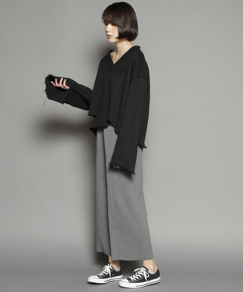 SY3（エスワイスリー）の「ウエストストレッチロング丈プリーツパンツ（その他パンツ・レディース・グレー/ブラック・FREE）」の5枚目の写真