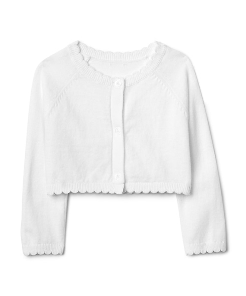 GAP（ギャップ）の「Gap スカラップヘム クロップドカーディガン（ニット/セーター・キッズ・ホワイト/グレー/ライトピンク/ライトイエロー/ミント・50cm/60cm/70cm/80ｃｍ/90cm）」の2枚目の写真