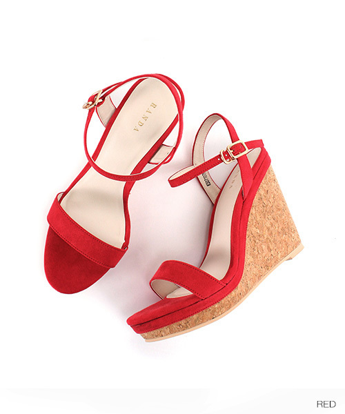 RANDA（ランダ）の「アンクルストラップコルクウェッジサンダル（サンダル・レディース・レッド/ブラック/グレー/グリーン/シルバー・L/LL/M/S/SS）」の5枚目の写真
