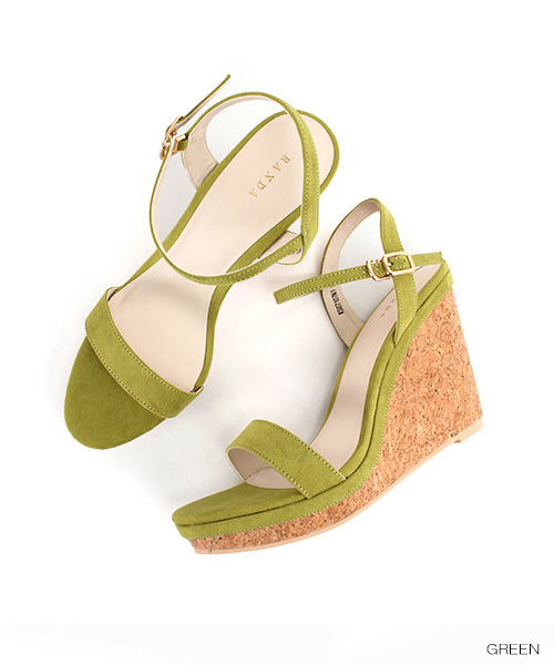 RANDA（ランダ）の「アンクルストラップコルクウェッジサンダル（サンダル・レディース・レッド/ブラック/グレー/グリーン/シルバー・L/LL/M/S/SS）」の4枚目の写真